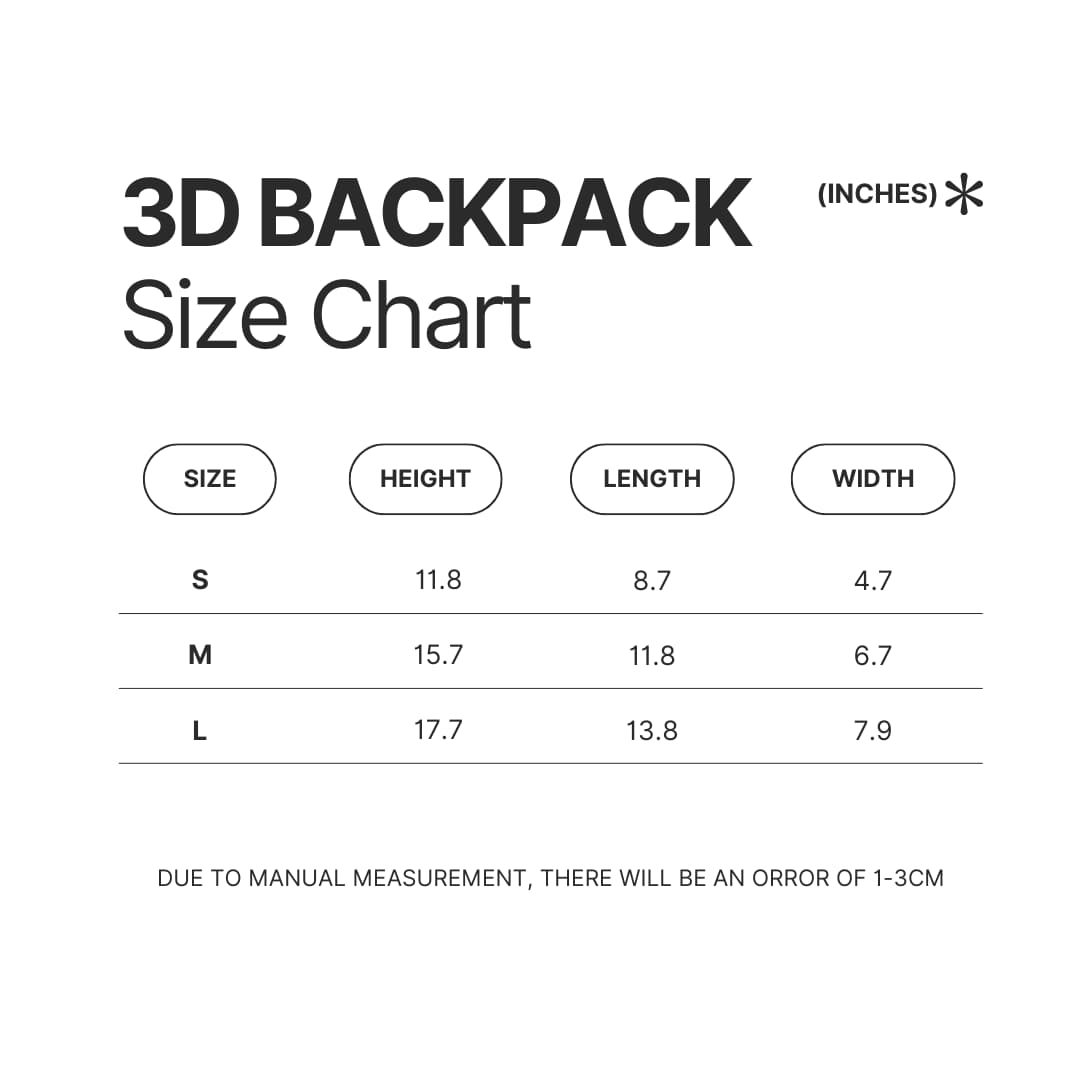 3D Backpack Size Chart - Halo UK Shop