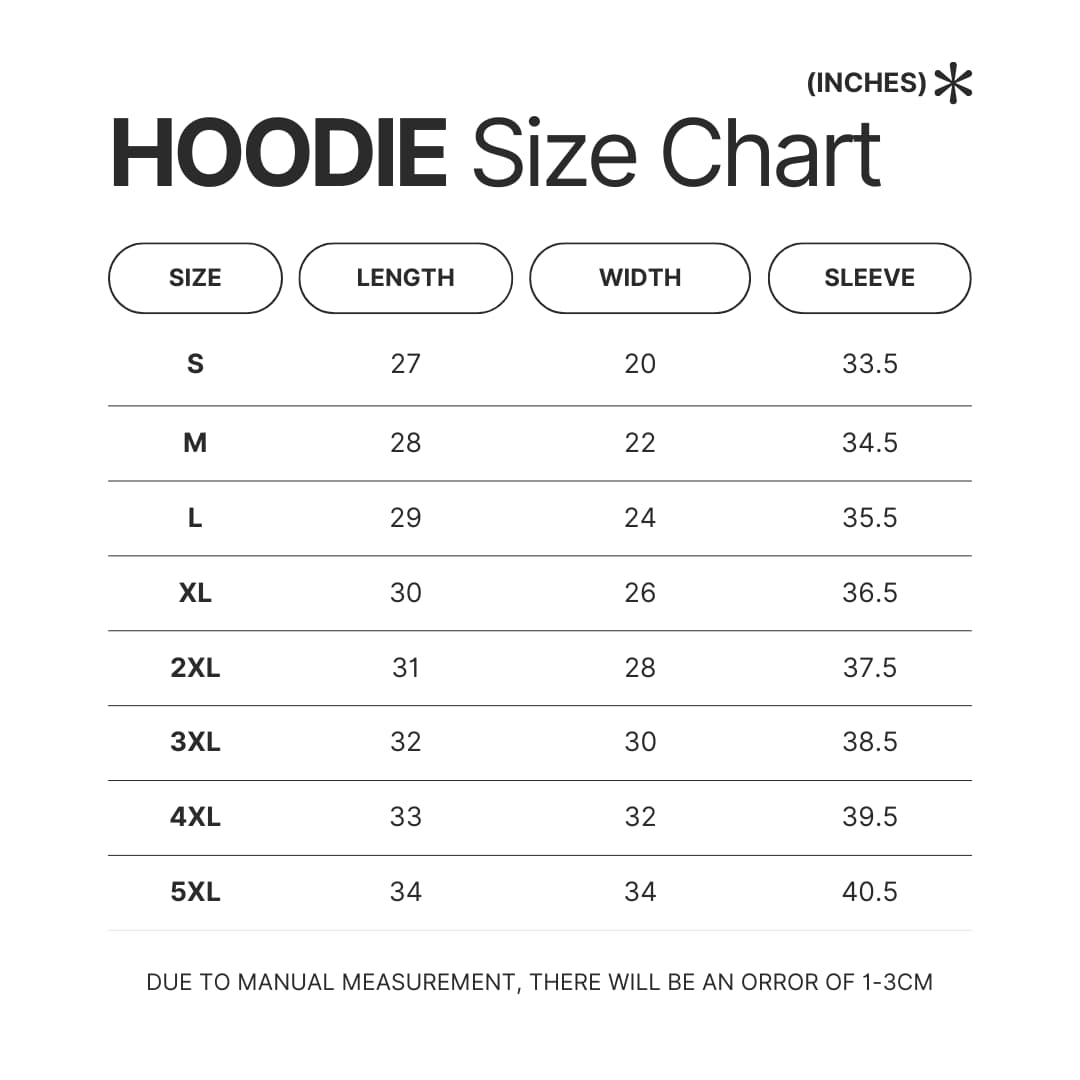 Hoodie Size Chart - Halo UK Shop