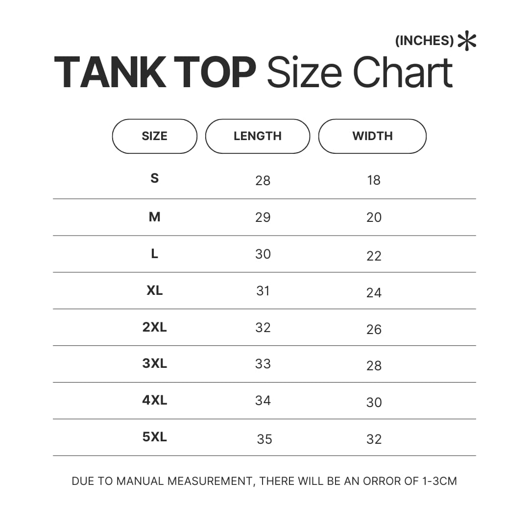 Tank Top Size Chart - Halo UK Shop