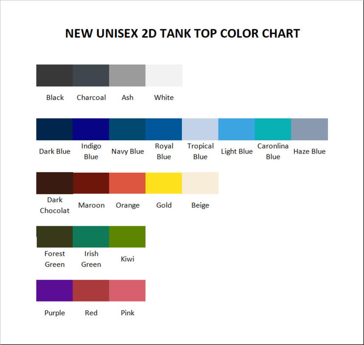 tank top color chart - Halo UK Shop