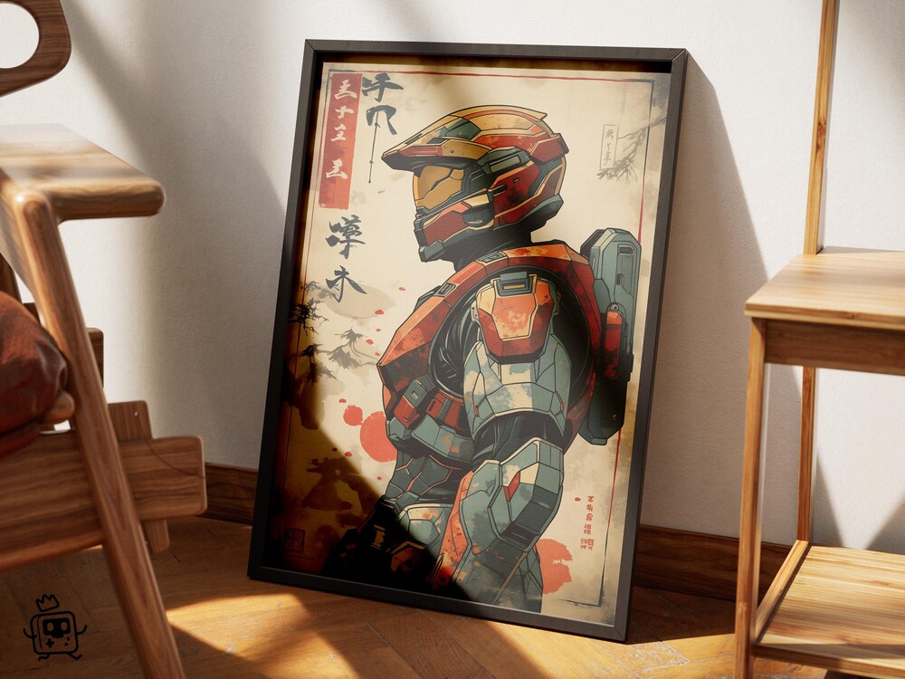 Master Chief Japanese Art Style Digital Wall Art - Image 2