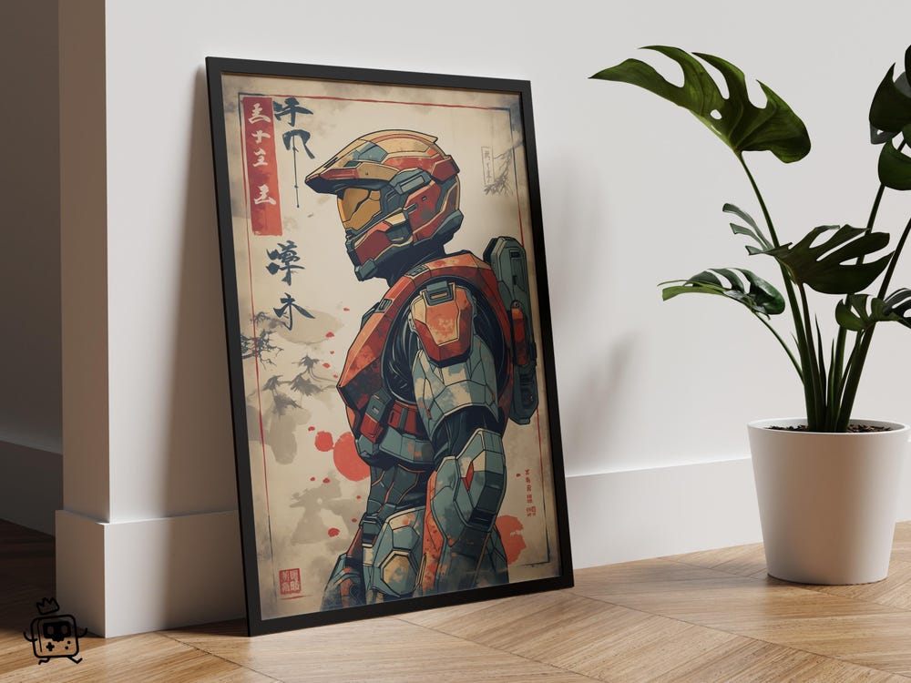 Master Chief Japanese Art Style Digital Wall Art