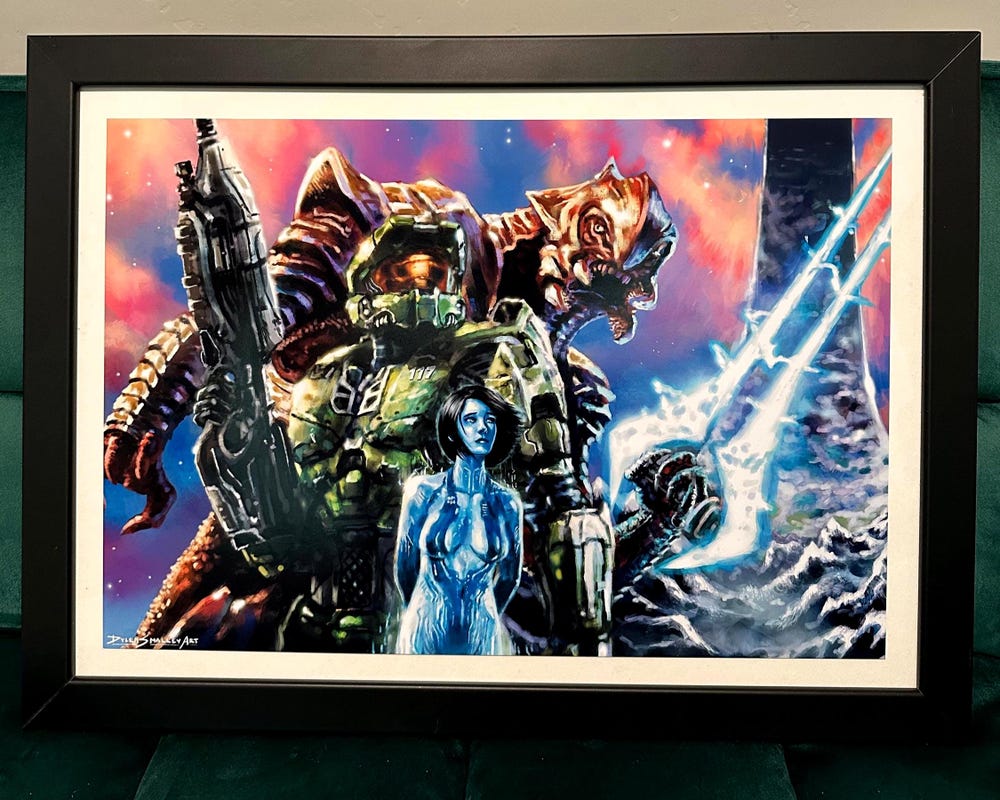 Halo Inspired Hand Painted Video Game Wall Art - Image 2
