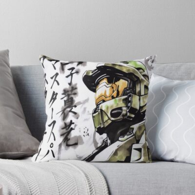 Master Chief Sumi E Throw Pillow